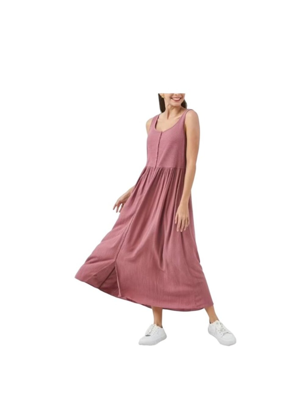 Frye Smocked Top Midi Dress Pink Size L Summer Vacation Coastal Beach Bohemian